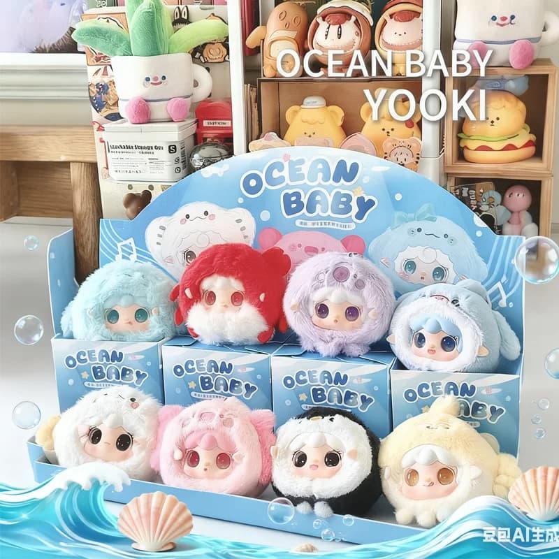 Yooki V6 Ocean Baby Series Vinyl Plush Blind Box Girl Bag Pendant Kawaii Doll Figurine Figurine Fashionable Decoration And Gift