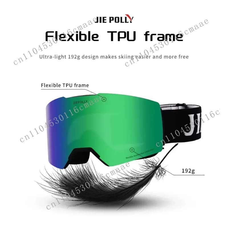Magnetic Lens Ski Goggles, with OTG Fit Anti-fog Wide Viewing Angle Lenses, Suitable for OEM Winter Sports Unisex