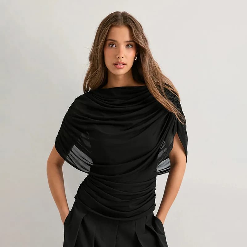 Sexy Style Scarf Collar Asymmetrical Hemline Sleeveless Slim Fit Top for Women Autumn Winter New Arrival J25TP439