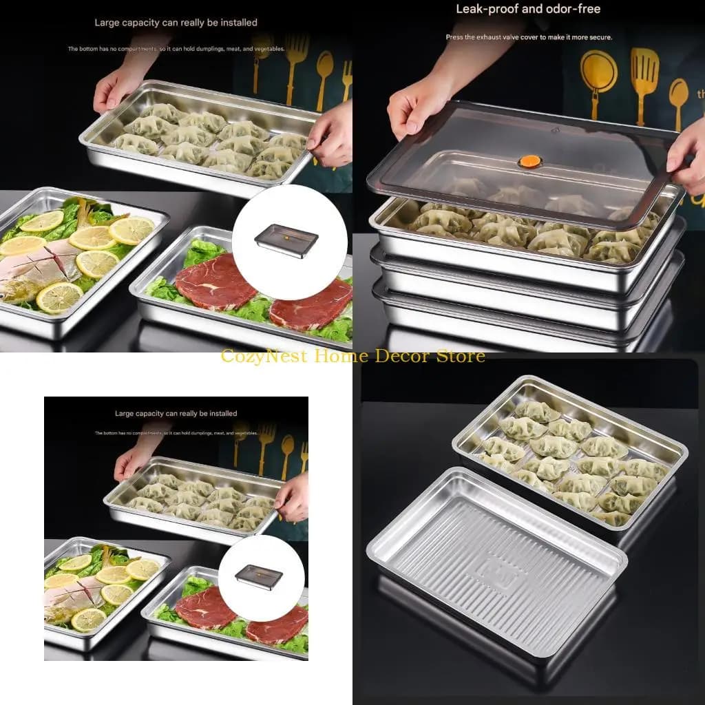 92MF Stainless Steel Multipurpose Kitchen Tray Container for Food Storage Baking and Serving