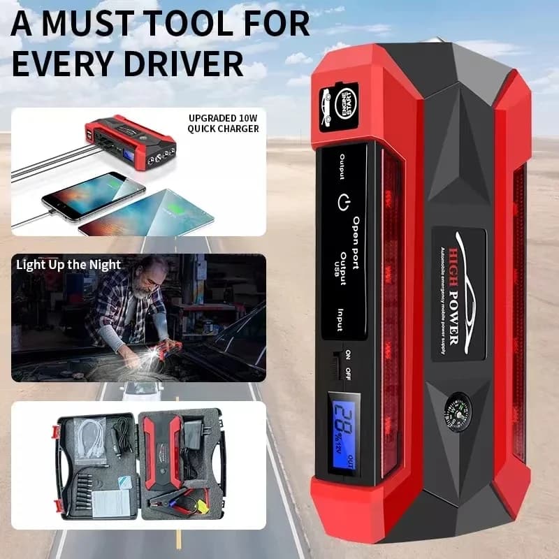 Avviatore di emergenza per auto intelligente da 30000 mAh: presenta una protezione di sicurezza avanzata per saltare in modo sicuro Avvia il tuo veicolo da 12 V senza aiuto
