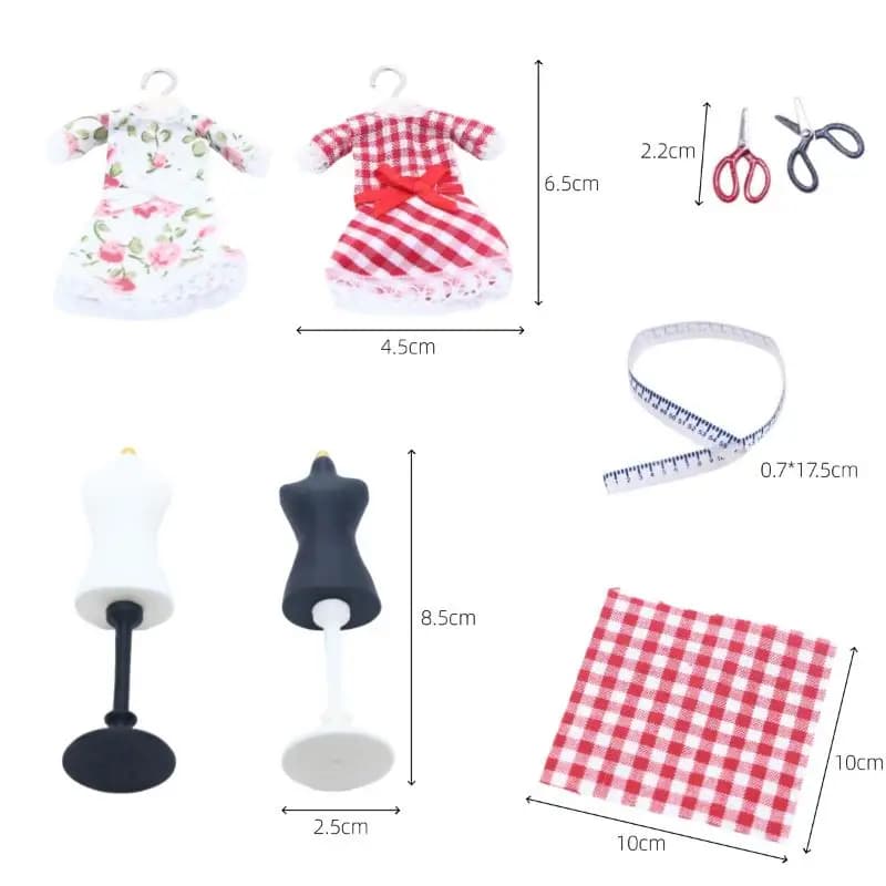.Hot Sale-1Set 1/12 Scale Dollhouse Miniature Dress Form Kit Mannequin Torso Clothing Rack/Sewing Scene Accessories