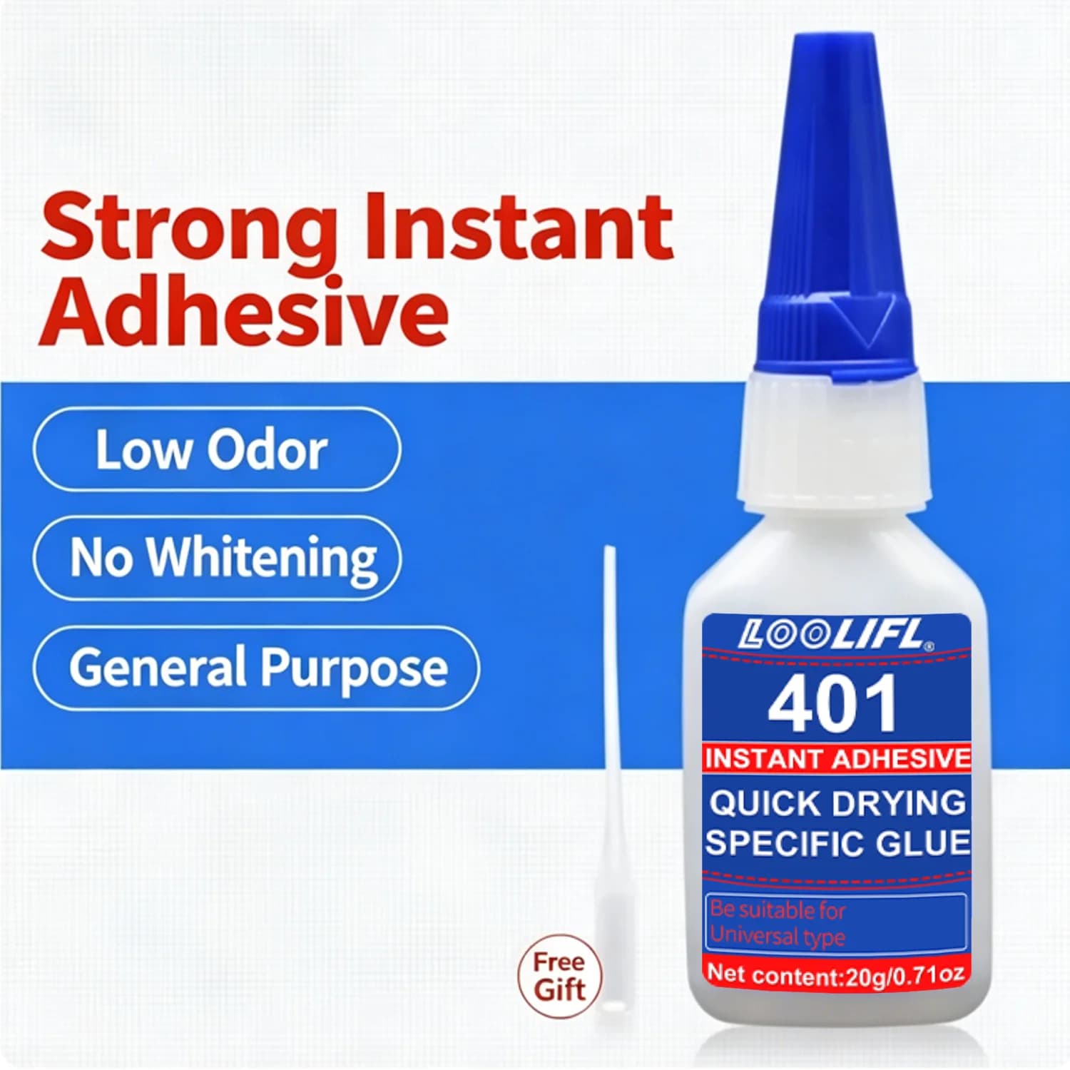 1-5pcs LOOLIFL 401 Instant Adhesive 20g - Cyanoacrylate Super Glue, Low Odor ,for Plastic, Metal, Wood, Rubber, Leather, Ceramic