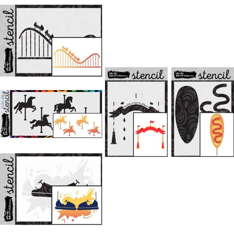 Carousel Corn dog Bumper Cars Cutting Stencil Scrapbook Diary Decoration Stencil Embossing Template DIY Greeting Card Handmade