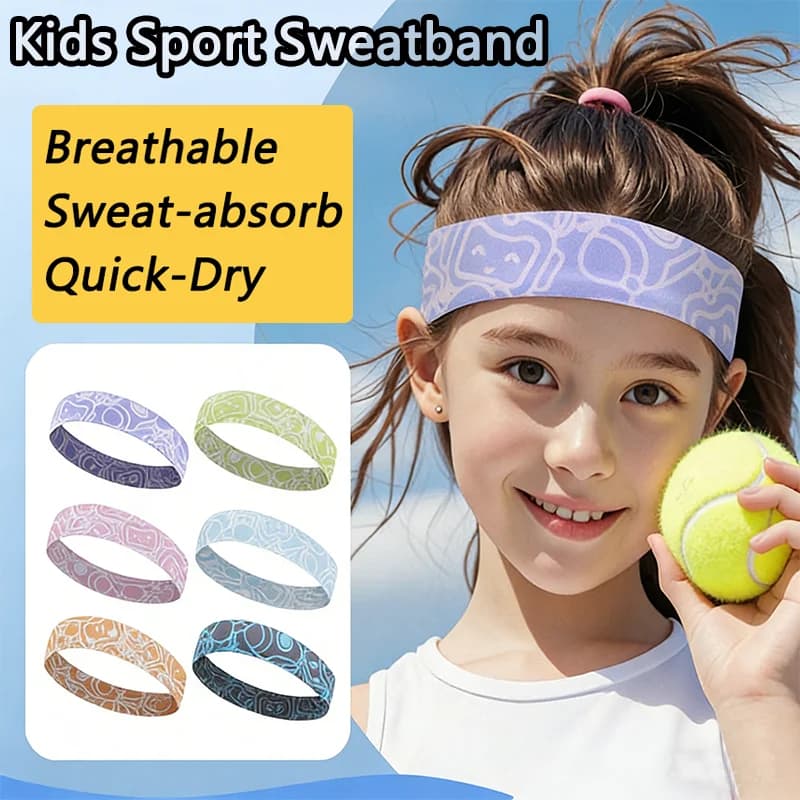 Fascia per capelli sportiva per bambini, traspirante, assorbe il sudore, antiscivolo, per tennis, calcio, basket, per ragazzi e ragazze, fascia per capelli ad asciugatura rapida