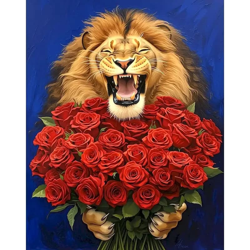 PhotoCustom Painting By Numbers Kits Picture Drawing Lion Animal Acrylic Paint For Adults Coloring By Numbers Canvas Painting