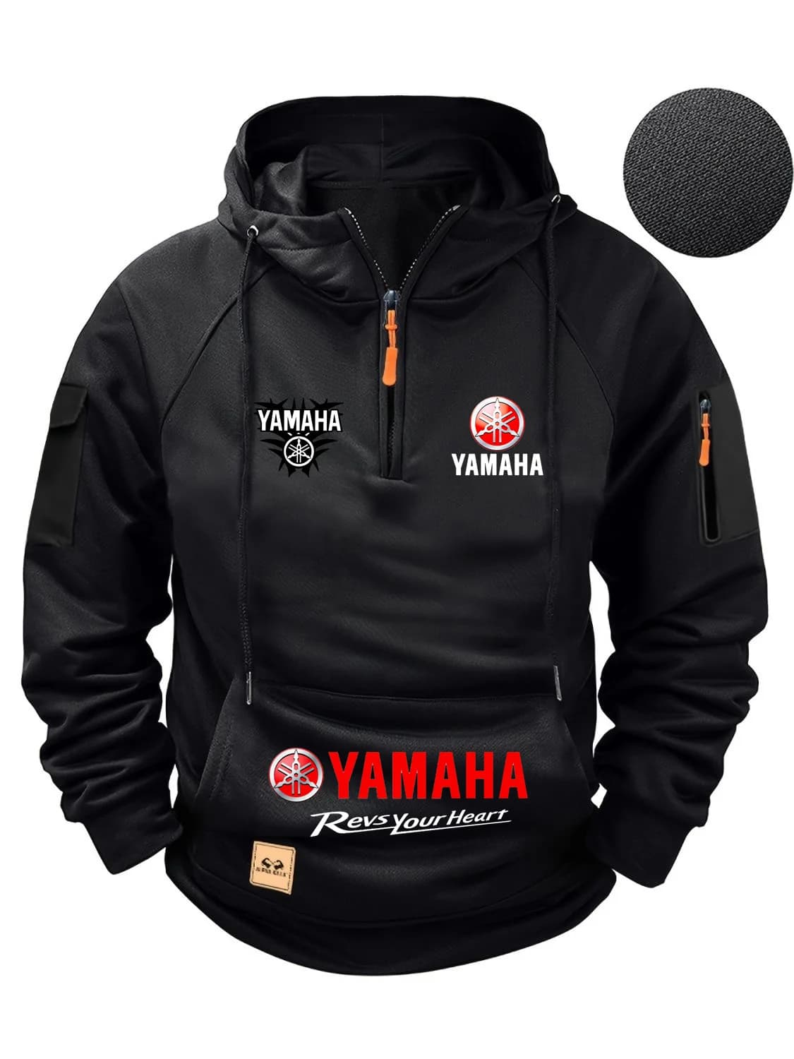 2025 new Yamaha autumn and winter retro heavyweight men's wool hooded sweatshirt long sleeved motorcycle casual jacket