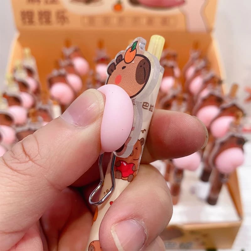 Penne Gel Kawaii a Forma di Capibara, 0.5mm, Divertenti Penne a Sfera, Cancelleria, Penne a Pressione, Giocattoli per Bambini, Regalo