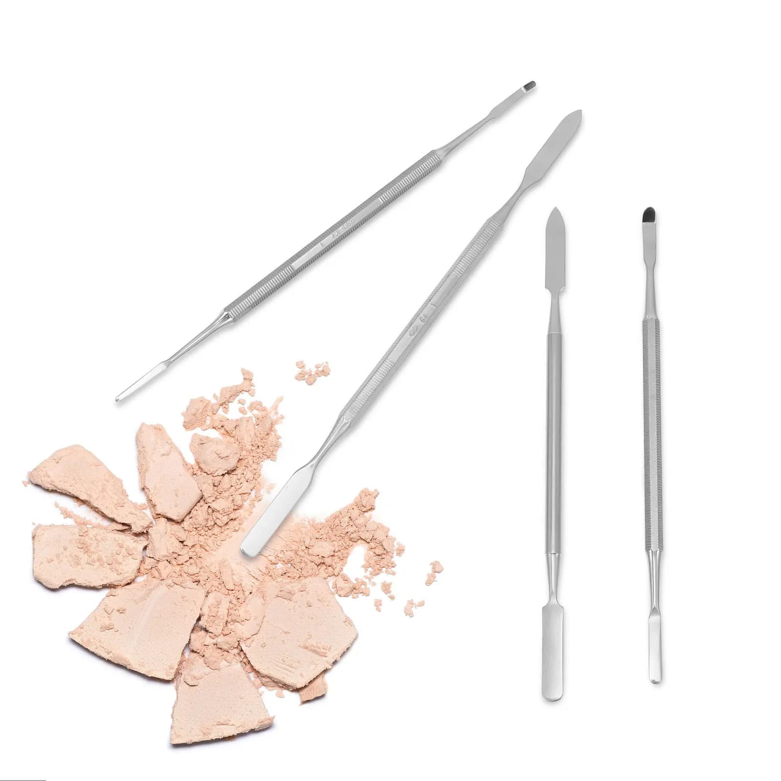 Set of 4 sticks for mixing stainless steel cosmetics for daily make-up application, foundation, fard, eye shadow, lip color