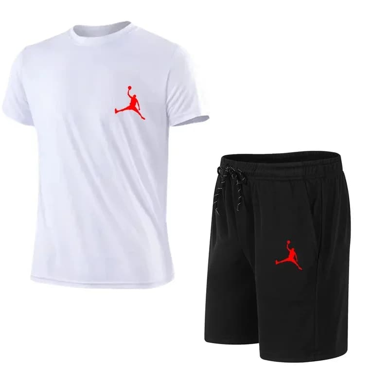 Completo Sportivo Estivo da Uomo, T-Shirt a Maniche Corte e Pantaloncini, Set 2 Pezzi per Jogging, Fitness, Palestra e Corsa