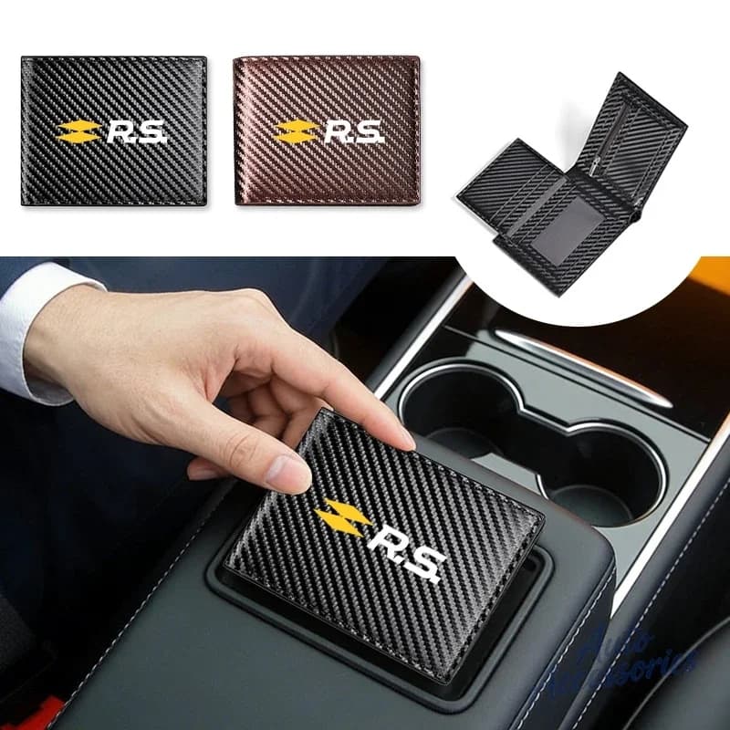 Car Sticker Simple Car Short Men Wallet Business Leisure Card Holder For Renault RS Fluence Captur Megane 3 Clio Kadjar Talisman