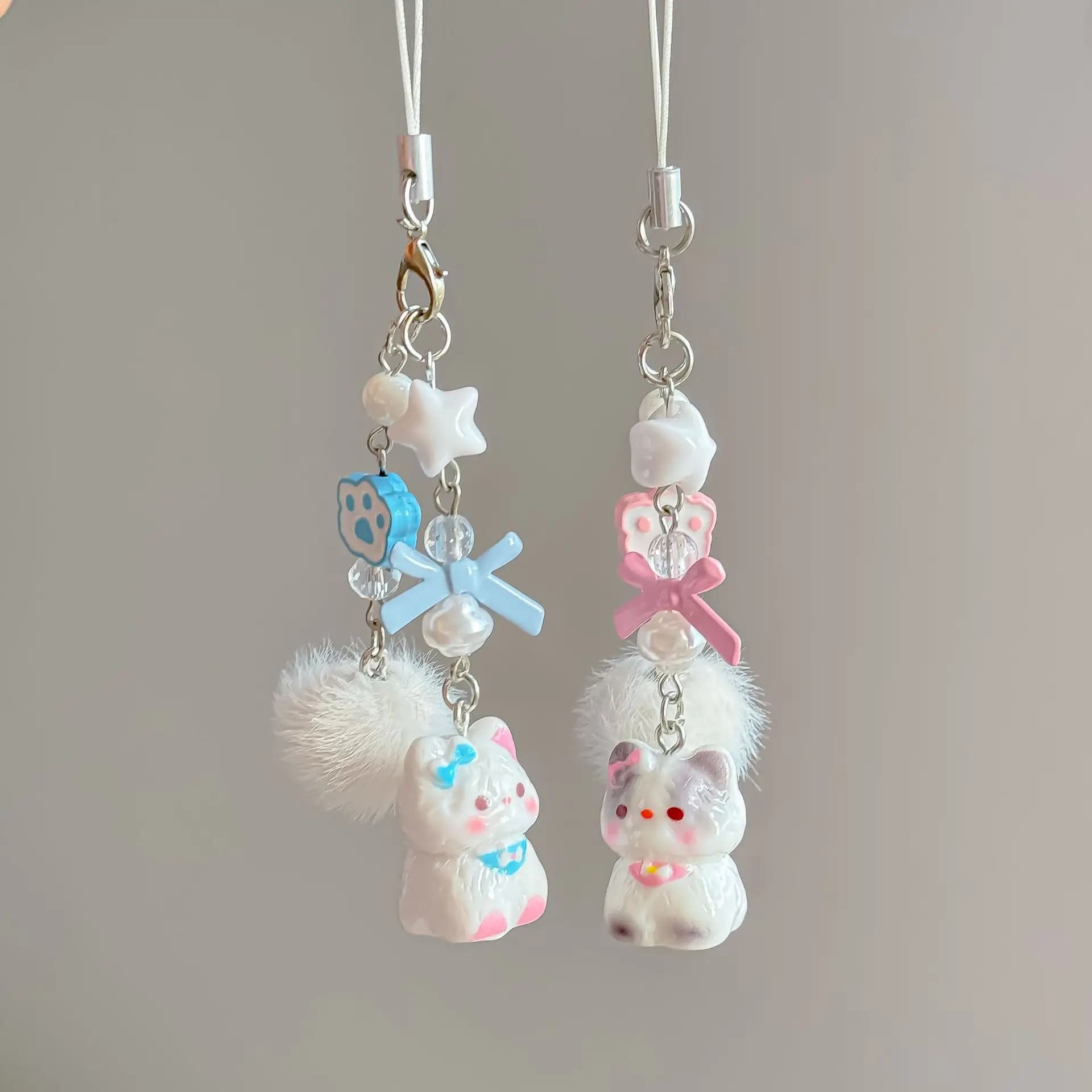 Cartoon Cat Cellulare Cordino Ciondolo Hairball Bead Cinghie per cellulari per iPhone Custodia Zaino Portachiavi Decorazione