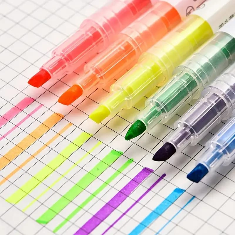 Pennarelli a doppia punta a 6 colori – Punte sottili e a scalpello, per prendere appunti efficientemente, evidenziare documenti e programmi codificati a colori