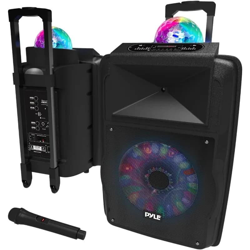 Sistema di altoparlanti PA portatili - Set di altoparlanti e microfono audio ricaricabili alimentati a batteria da 700 W con Bluetooth MP