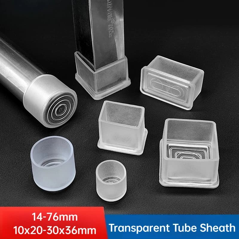 10 Pezzi Tappi Trasparenti in PVC per Gambe di Mobili, Rotondi e Quadrati, 14-76mm, Protezioni Antiscivolo Silenziose per Piedi di Sedie e Tavoli, Cuscinetti in Gomma per Mobili