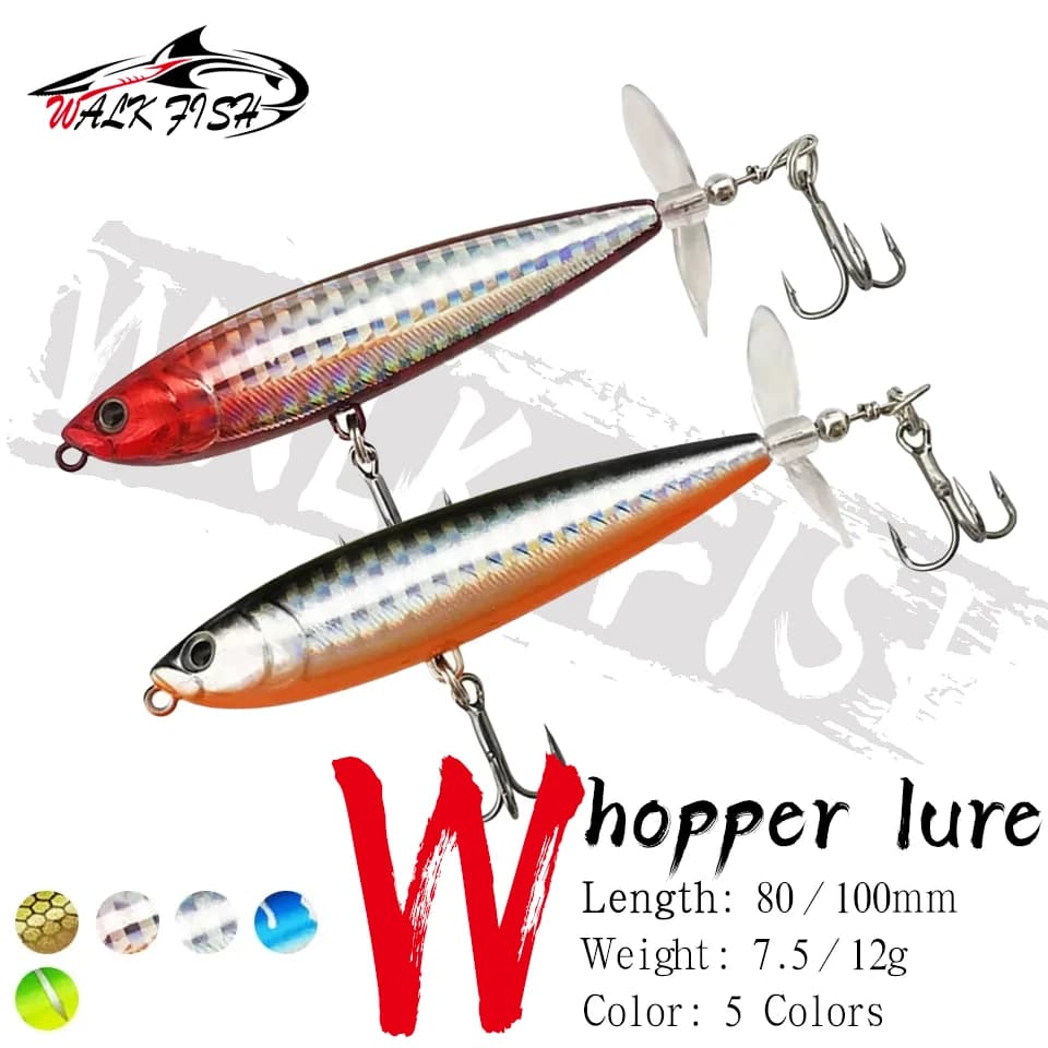 WALK FISH 7.5g 12g Whopper Plopper Fishing bait Topwater in Plastic, Crankbait for Train, Artificial Duration Esca for Spigola and Trout
