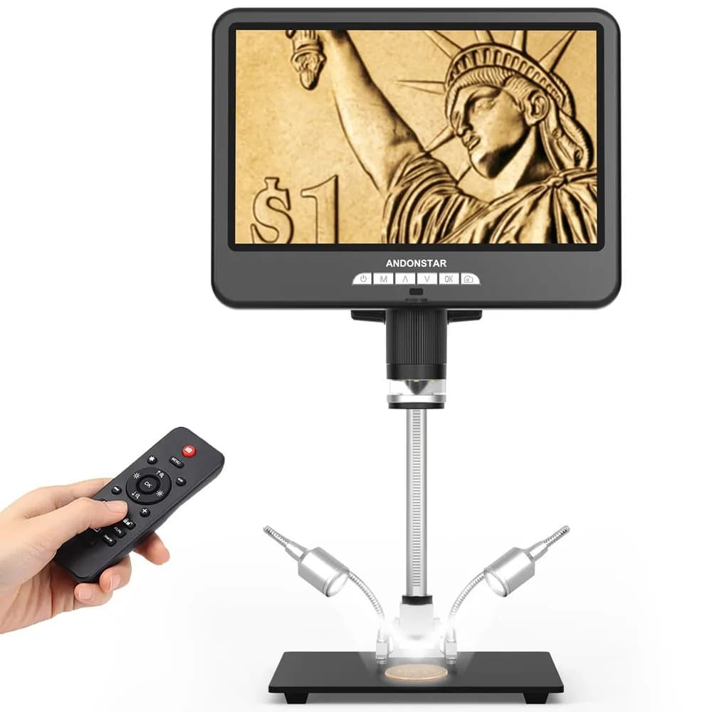 Andonst AD207S-10Pro Microscopio digitale con schermo UHD da 10 pollici con supporto da 26 cm per saldatura e riparazione di dispositivi elettronici