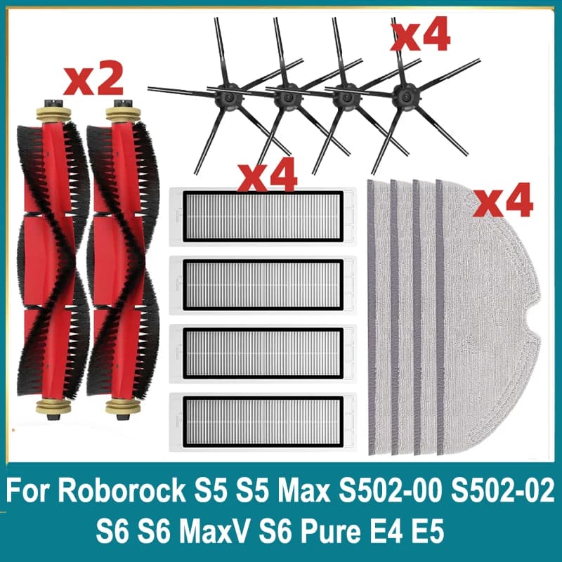 Filtro Hepa Mop Per Roborock S5 S502-00 S502-02 S5 Max S6 S6 MaxV S6 Pure E4 E5 Robot Aspirapolvere Pezzi di Ricambio Spazzola Laterale Principale