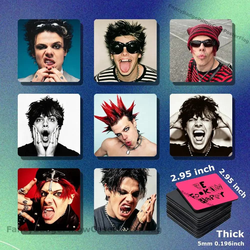 Y-YUNGBLUD Idols Acrylic Refrigerator Magnets Square Tiles with Magnetic Sheets for Home Decoration