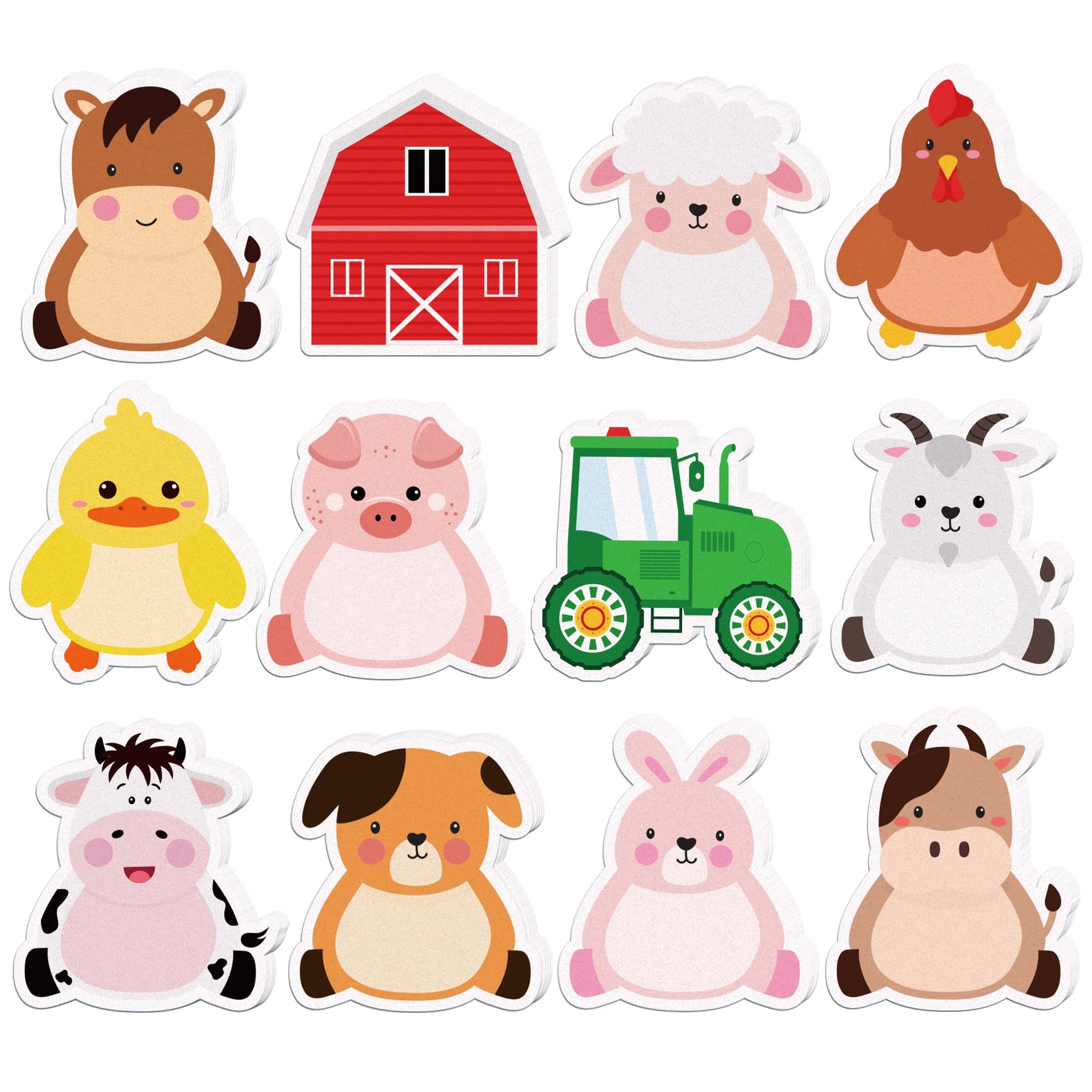 12/24/36 pezzi Set di taccuini memo a forma di animali da fattoria, blocchetti per appunti autoadesivi, foglietti adesivi per frigorifero per regali per bambini Forniture per uso domestico