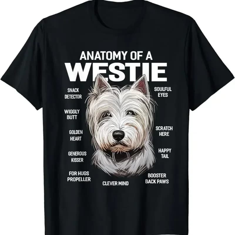 Maglietta con stampa dell'anatomia del cane West Highland White Terrier di Dogs 365