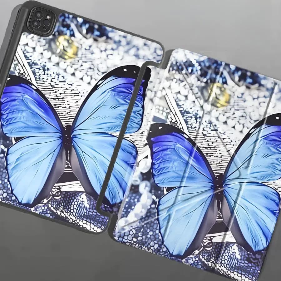 Blue Butterfly Tablet Case For iPad Pro 2025 Pro 11th 10th 9th 8th 7th 12.9inch Air 4 5 M3 M2 M4 11inch Mini 6 7 Holder Cover