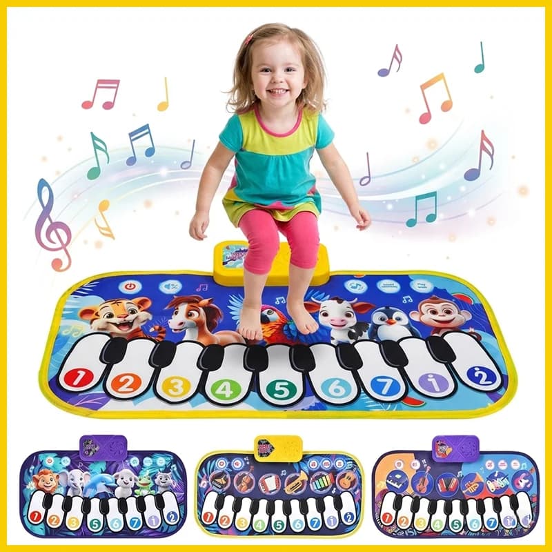 Electronic Music Play Mat Dancing Challenge Carpet LED Light Floor Game Pad Educational Sport Toys for Kids Girls Birthday Gift
