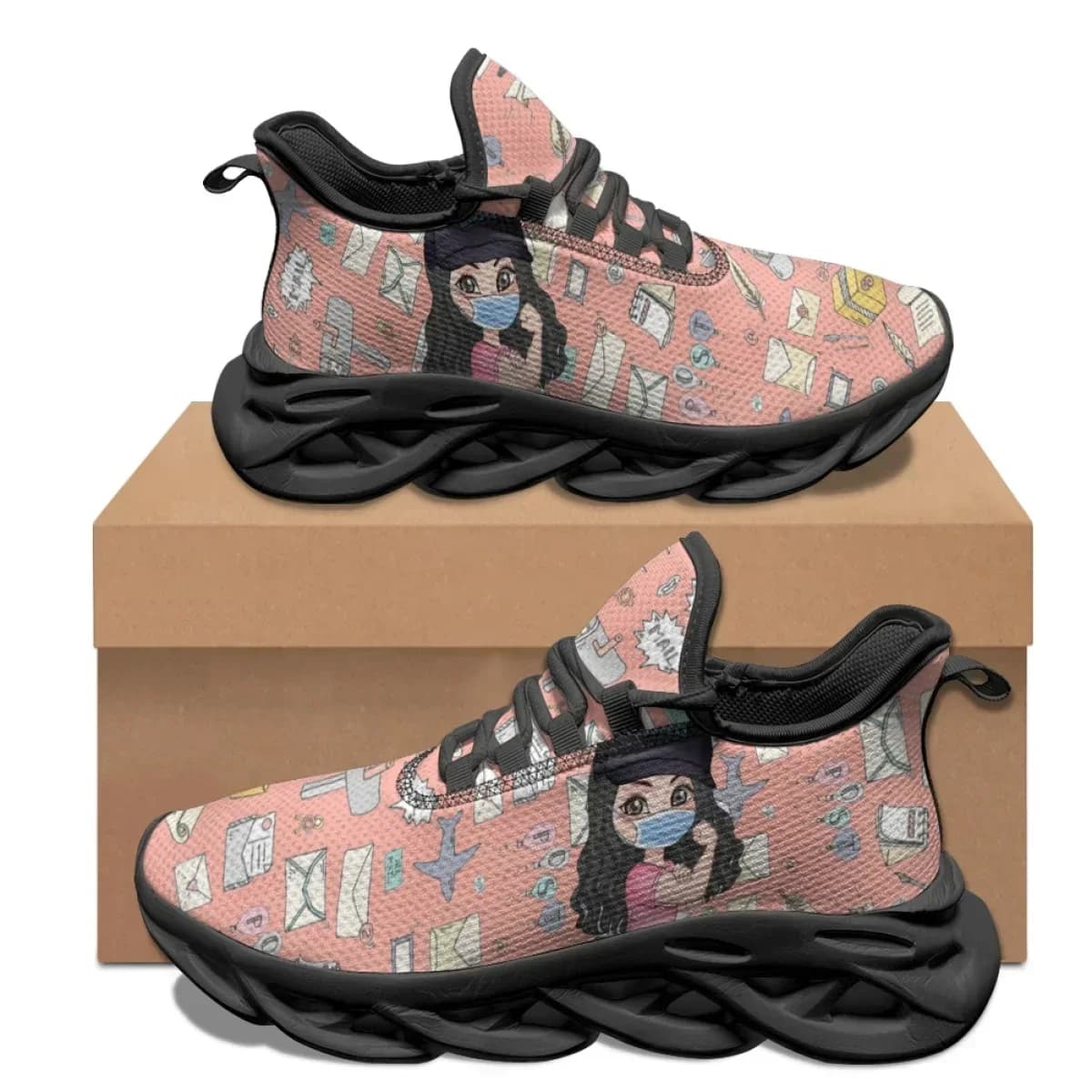 New Cartoon Postman Girl Designer Casual Shoes Summer Outdoor Breathable Walking Shoes Non-slip Shock Absorbing Sneakers 2023