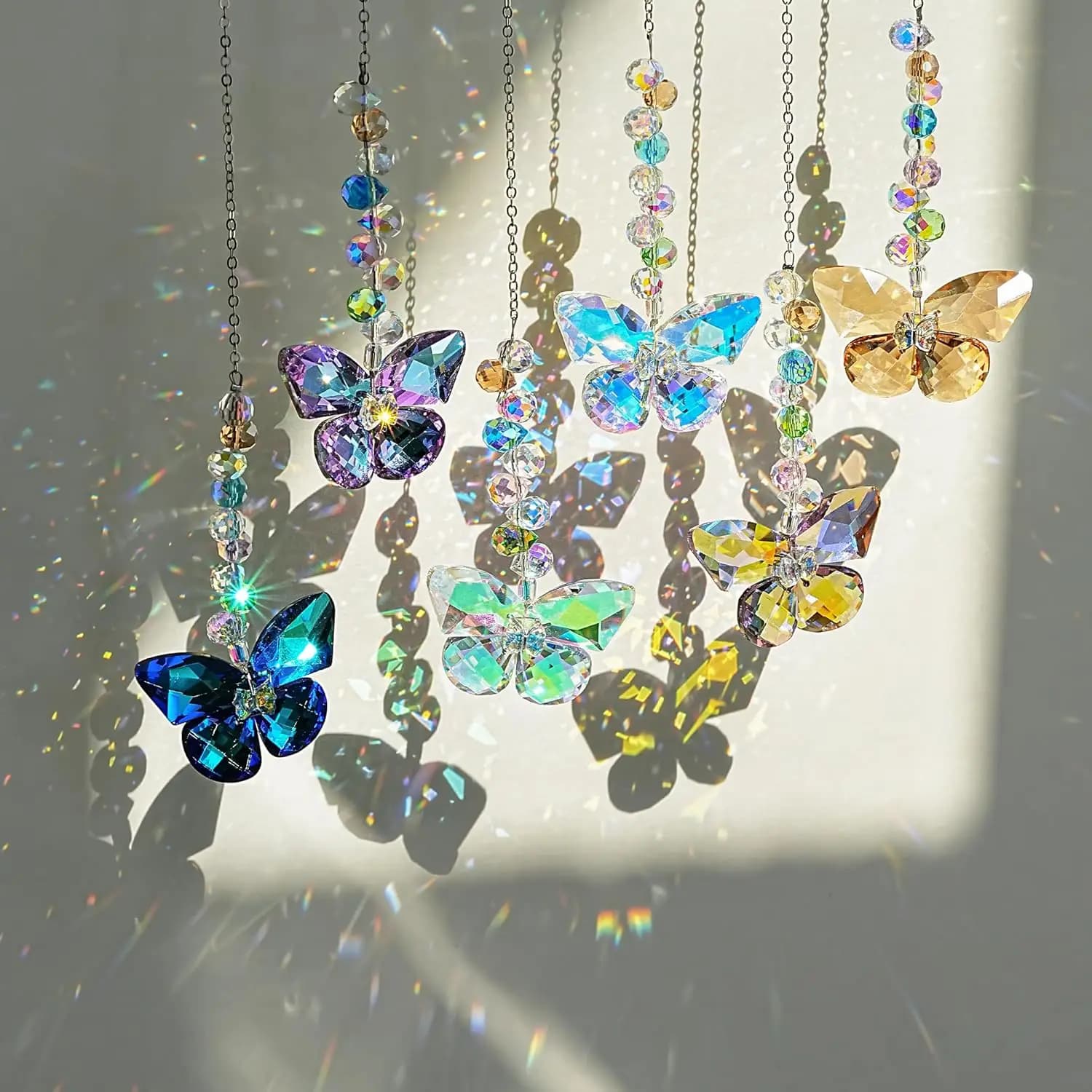 Crystal Butterfly Suncatchers for Window Hanging Ornaments, Rainbow Maker Sun Catchers Indoor Outdoor Patio Garden Decor Gifts