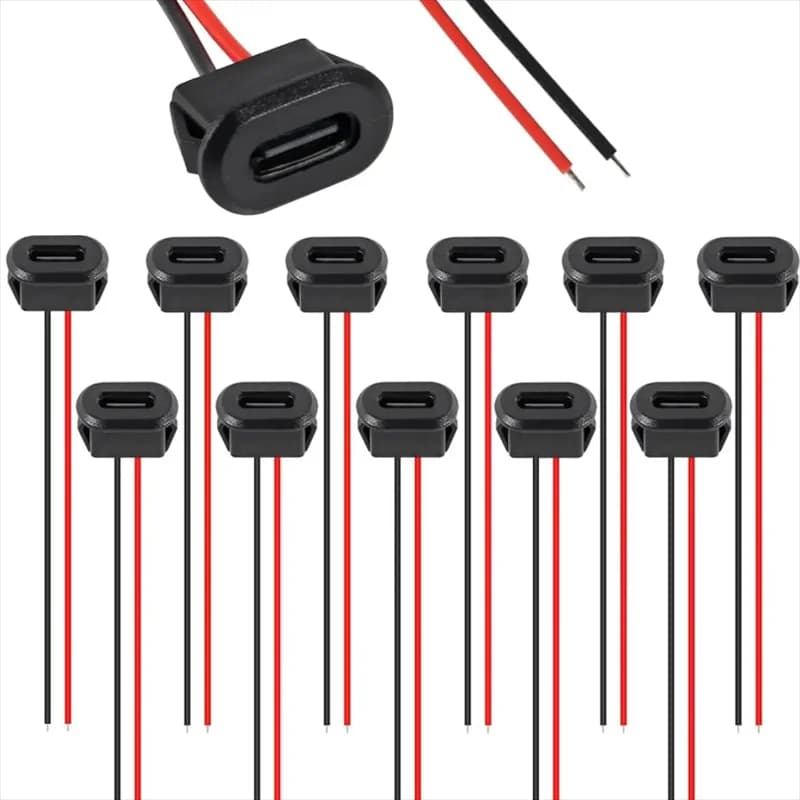 10 PZ Type-C Female 2 Pin USB Connector Type-C with Female Grip Jack Fast Charging USB-C Charging Plug Charging Door