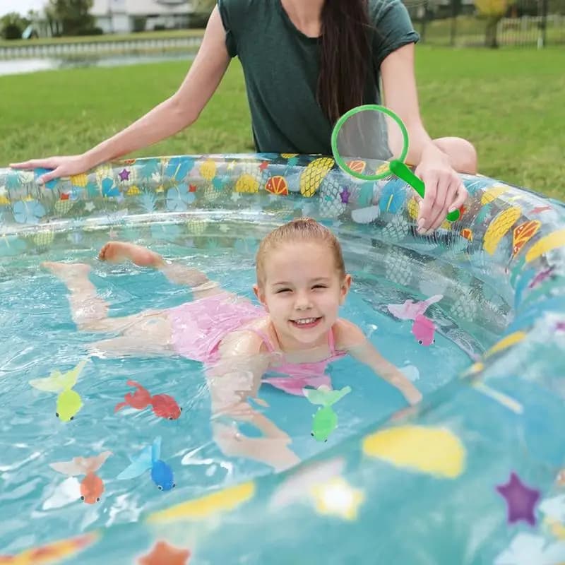 Giocattolo da pesca in vasca da bagno Gioco da pesca in piscina con rete galleggiante Gioco di cattura di pesci animali per l'estate Ragazzini e ragazze