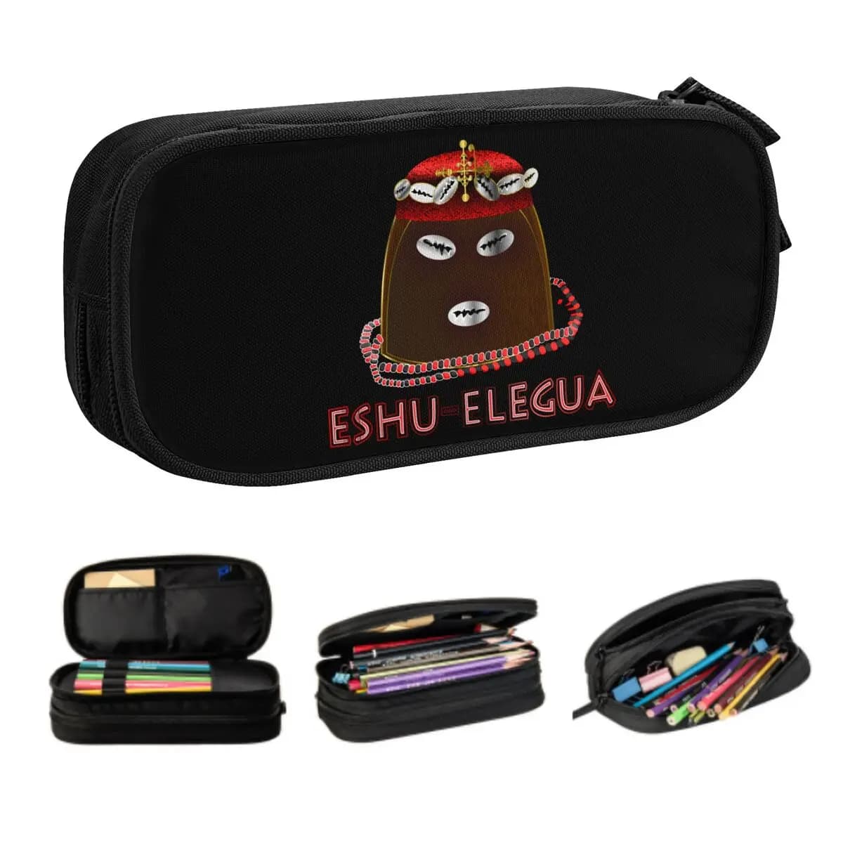 Custom Eshu Elegua Pencil Cases for Boy Girl Large Capacity Pen Box Bag School Accessories