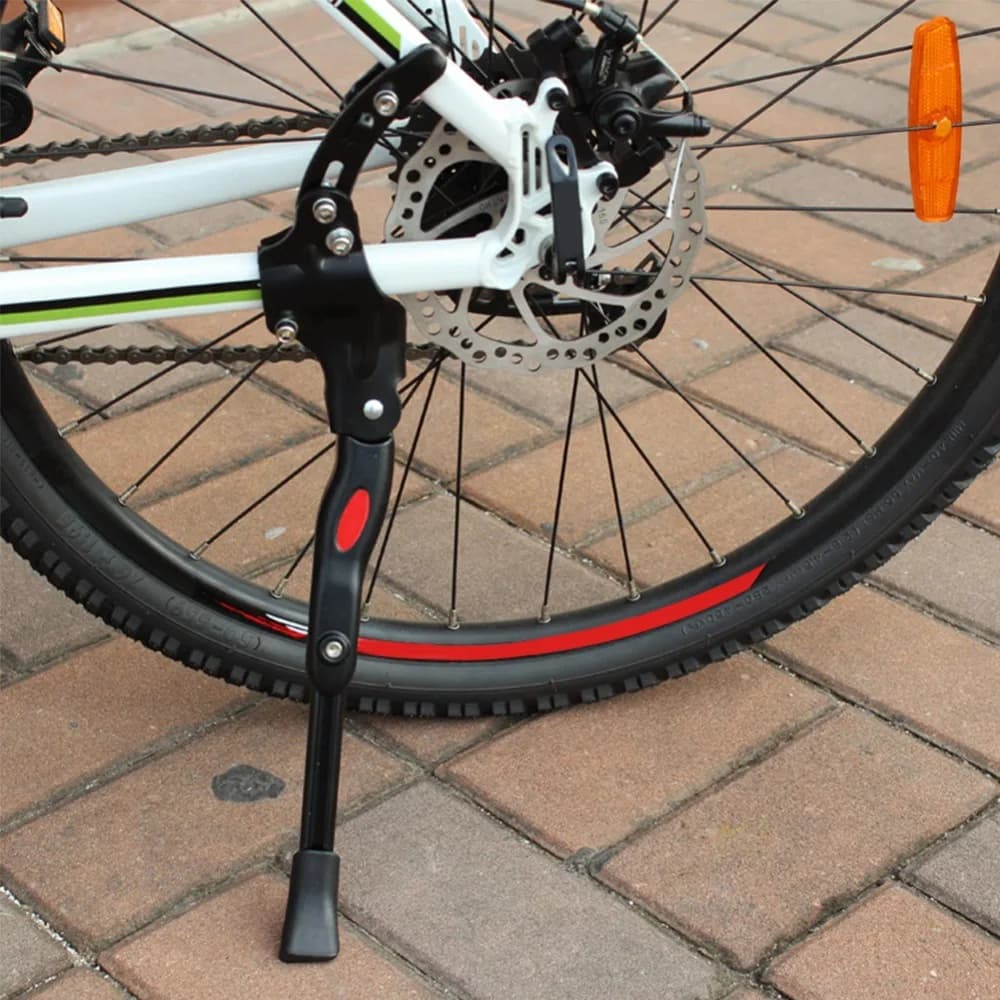 Cavalletto per bici regolabile Supporto laterale posteriore per bici da strada da montagna da 20/22/24/26/27,5 pollici Ruote 451/650C Biciclette pieghevoli