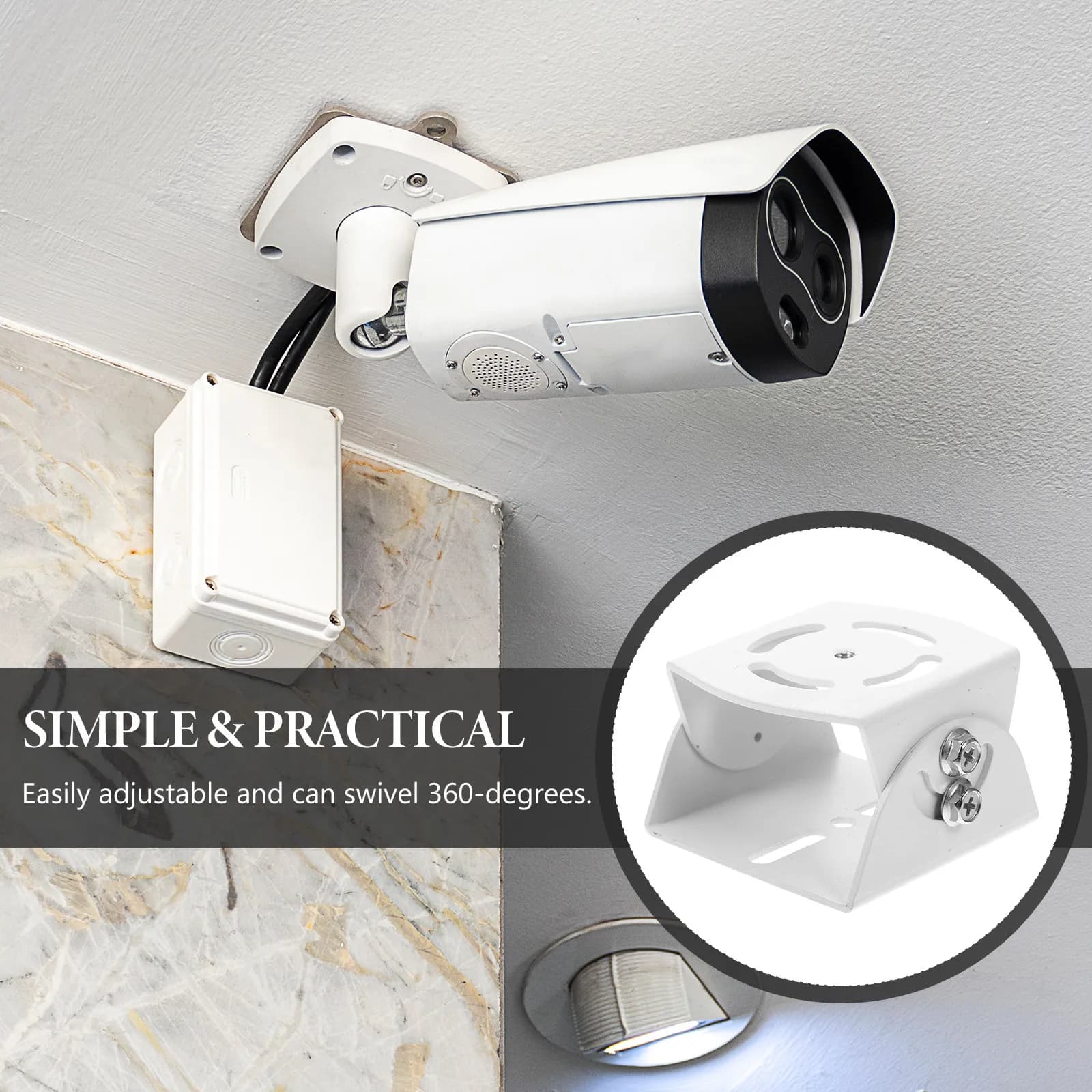 1Set High Hardness Aluminum Alloy Camera Support Head Adjustable Swivel Bracket for Baby Monitor Video Camera Security Mount