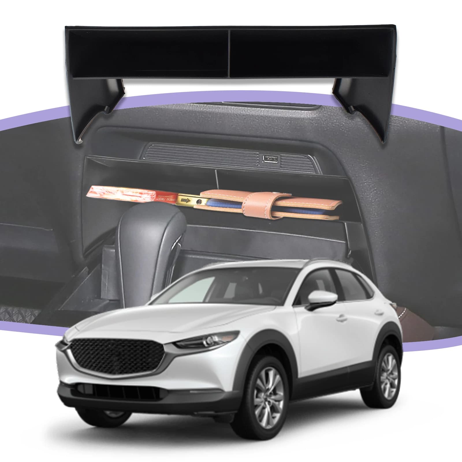 Vassoio portaoggetti per console centrale per Mazda CX-30 2020-2024 Accessori auto Organizzatore console centrale Scatola interna bracciolo auto ABS