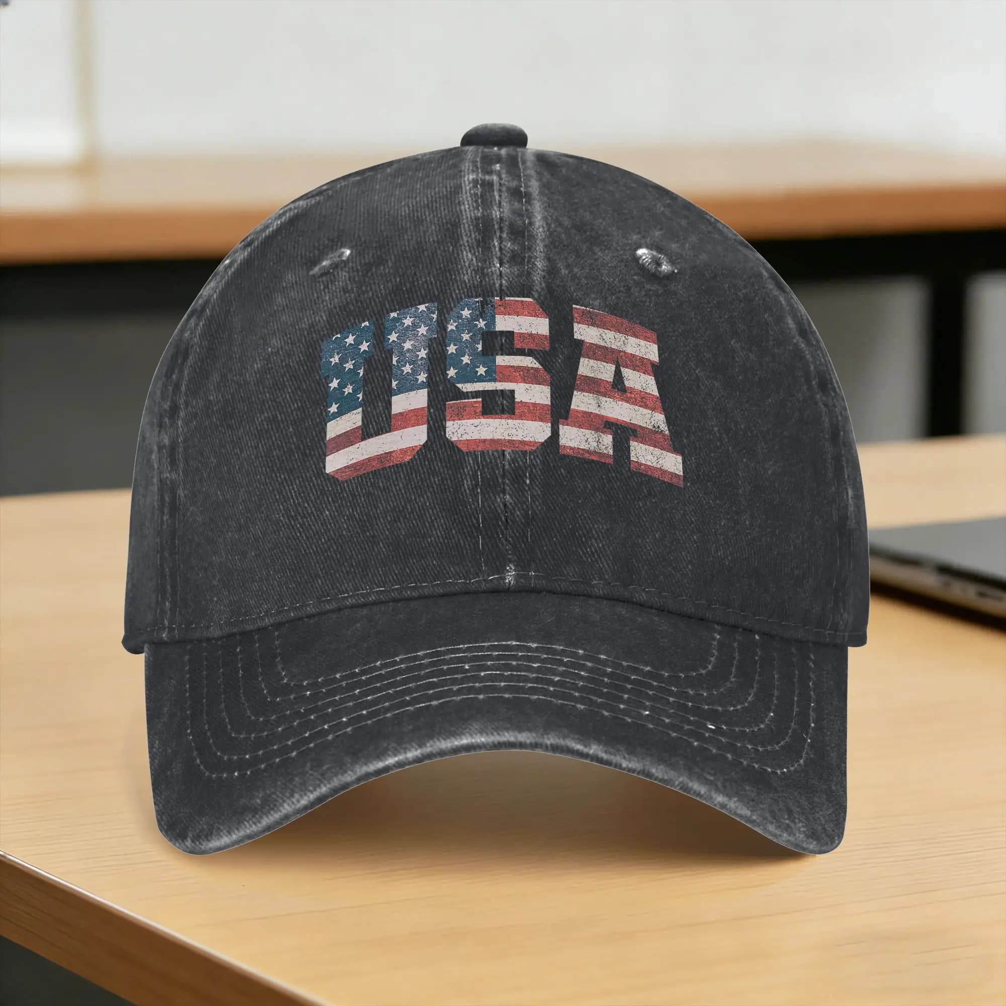 USA US Flag Patriotic 4th of July America Casual Baseball Cap Running Hippie Trucker Hat Summer Sunscreen Print Snapback Cap