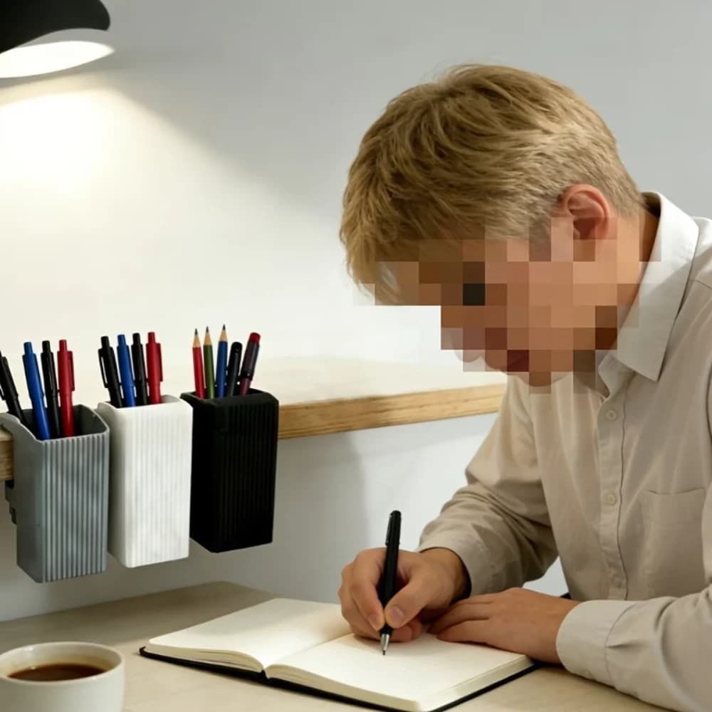 Portapenne a clip, organizer da scrivania regolabile e resistente, contenitore per matite, organizer da scrivania salvaspazio, scatola portaoggetti per l'arte