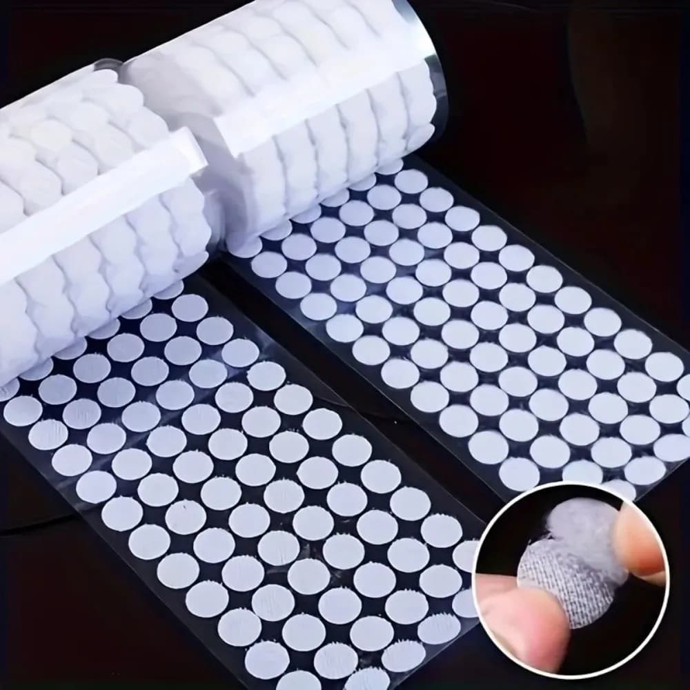 Self Adhesive Hook and Loop Fastener Tape 1000pair White Dot Sticker Transparent Nylon Strong Glue Velcroing Adhesiver
