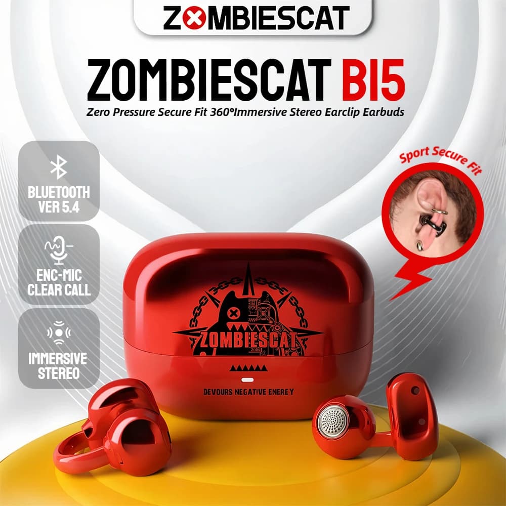 Zombiescat B15 OWS Ear Clip Cuffie Immersive HiFi Stereo Bluetooth 5.4 Auricolari IPX4 Sport impermeabili TWS Auricolari wireless