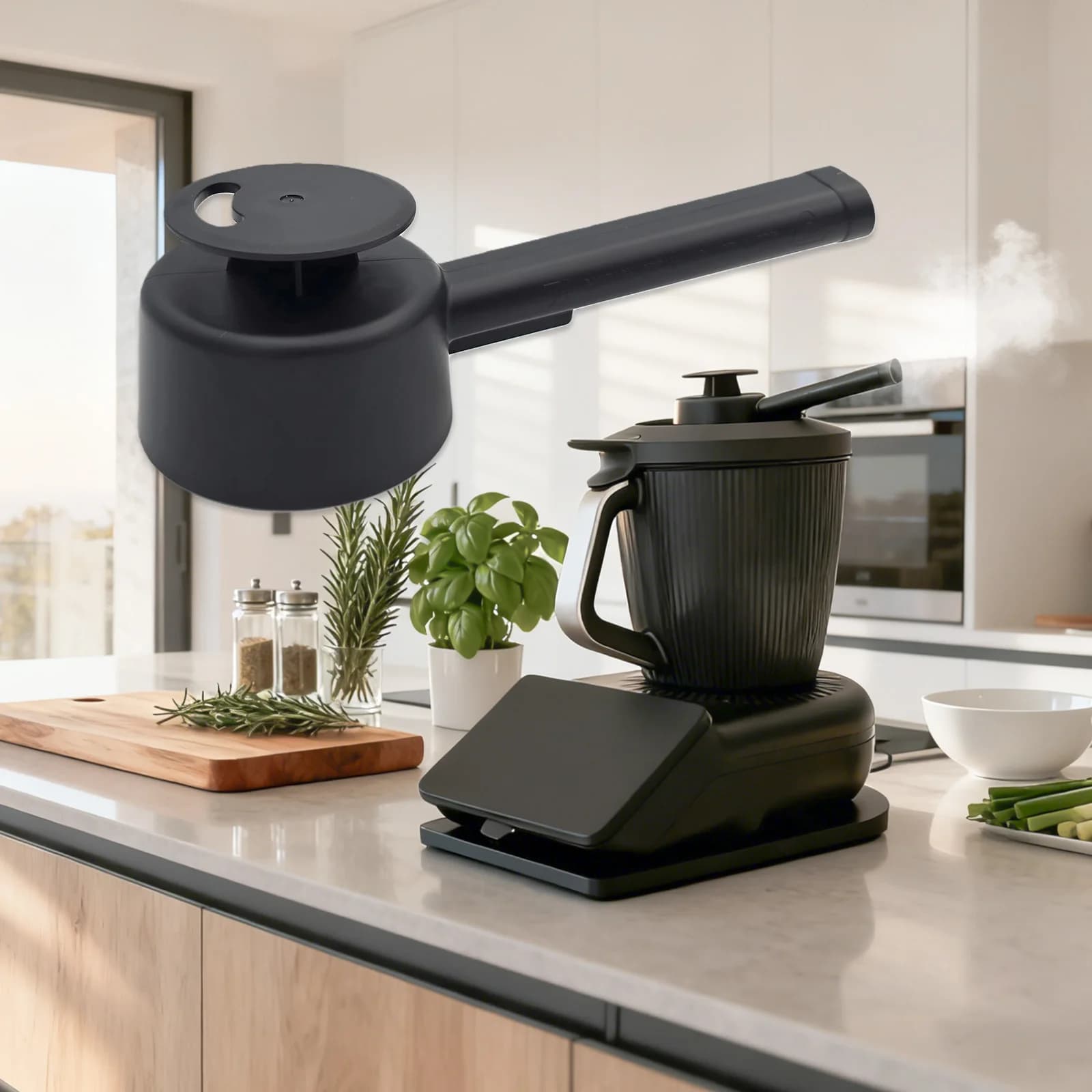 Steam diverter compatible with Thermomix TM7 – 360 ° Rotating steam deflector with protection for kitchen cabinet
