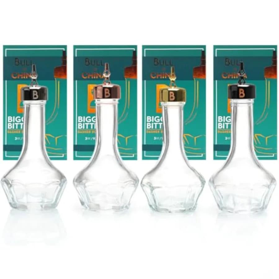 Bottiglia Bitters da 90ml in Vetro con Tappo Dosatore - Strumento Professionale da Bar per Baristi e Bar Domestici The Quartet
