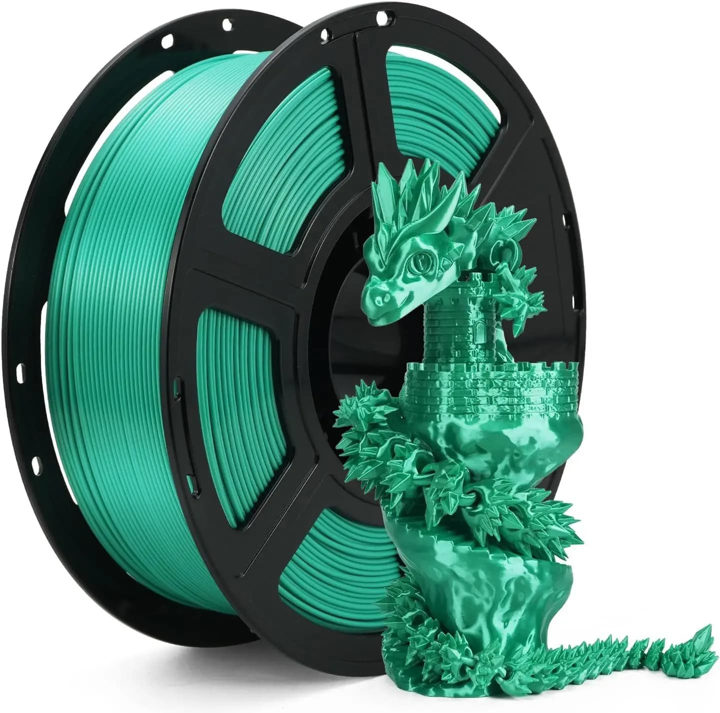 Silk PLA Filament 1.75mm, 3D Printer Filament, Dimensional Accuracy +/- 0.02mm, Print with Most FDM 3D Printers, Green