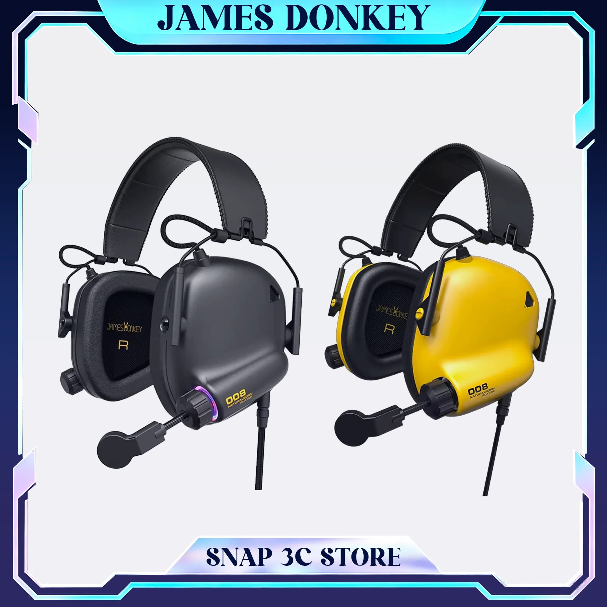 JamesDonkey 008 Gaming Headphones Connected with Audio Surround 7.1 USB, Over-ear Headphones for Gamer with Microphone Remover for PC and Laptop
