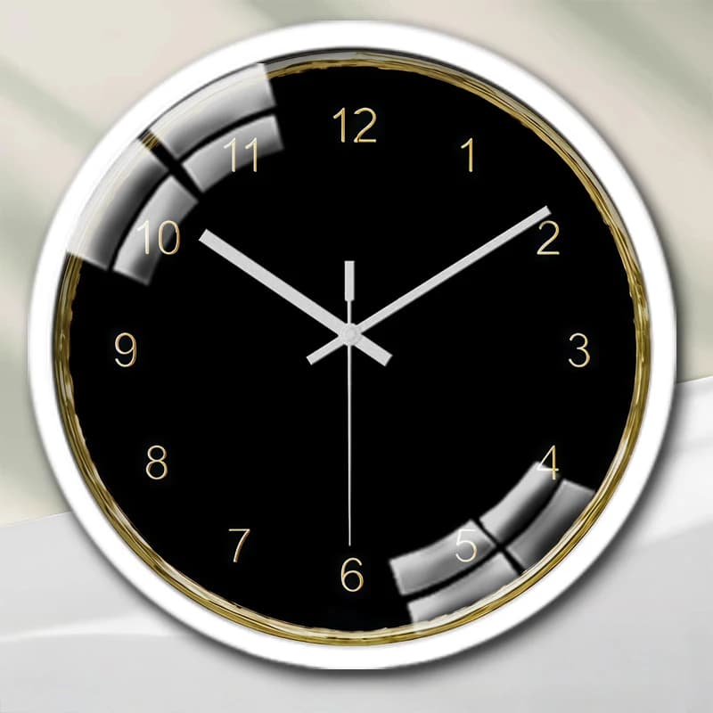 Round silent wall clock with golden cartoons, suitable for living room, school, study room, bedroom, children's gifts