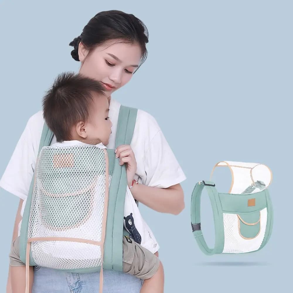 Marsupio ergonomico Supporto per la testa Cinghie incrociate in rete Porta zaini per neonati Borsa per trasporto per bambini traspirante su entrambi i lati Mamma