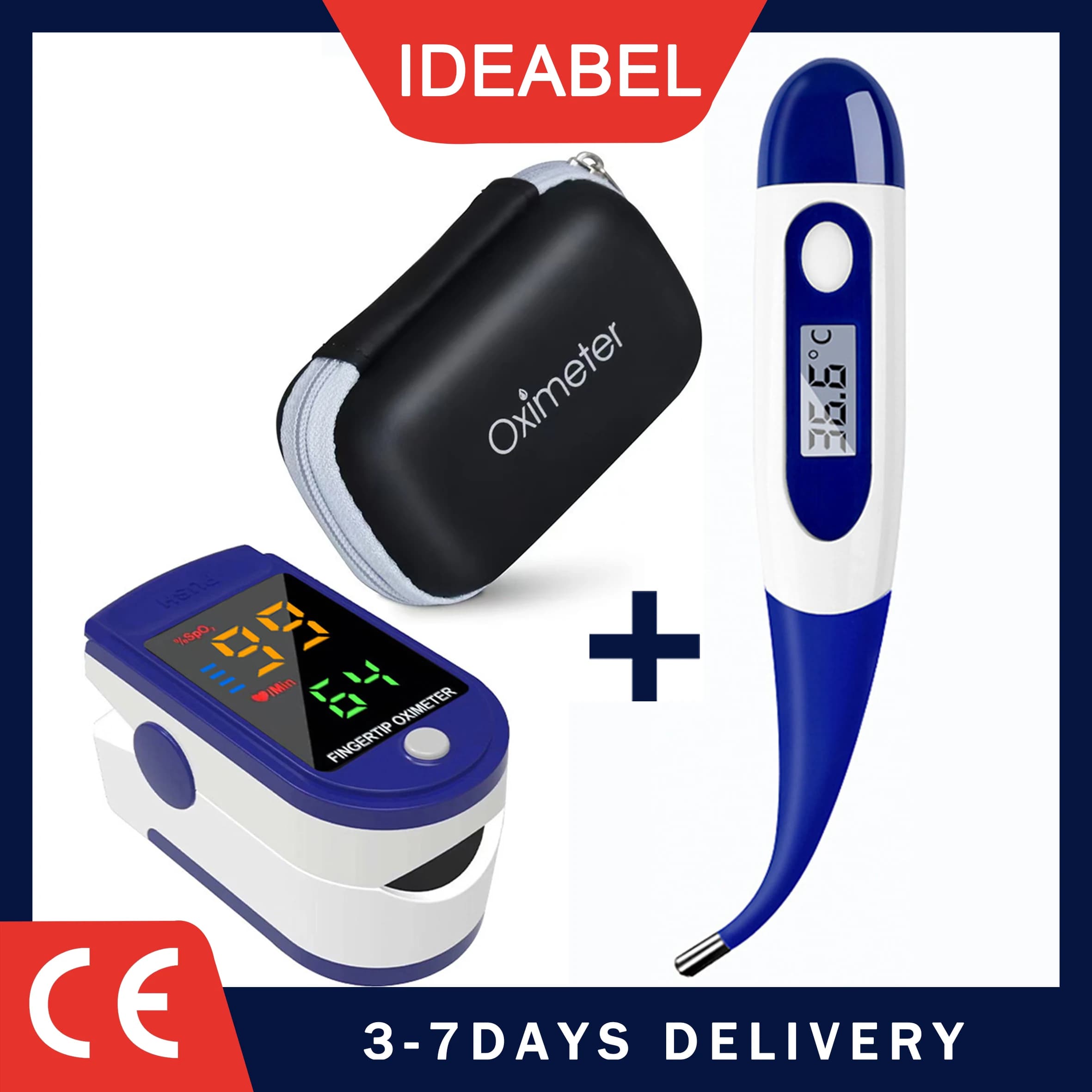 IDEABEL Domestic Thermometer for Children and Adults, Auricular Thermometer, Fever Thermometer, finger Pulsossimeter