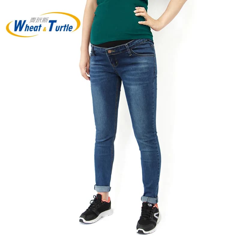 Abbigliamento premaman Jeans Pannello inserto Pantaloni skinny in denim di cotone per donne incinte Abiti da gravidanza
