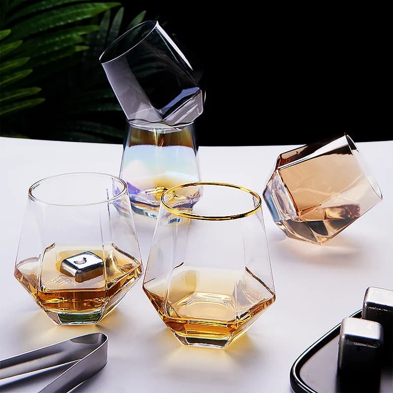 2 pcs/1 pcs Hexagonal Glass Gift for A Friend 320 ml Colorful Whisky Drinkware Wine Cups Juice Cup For Home Water Cups