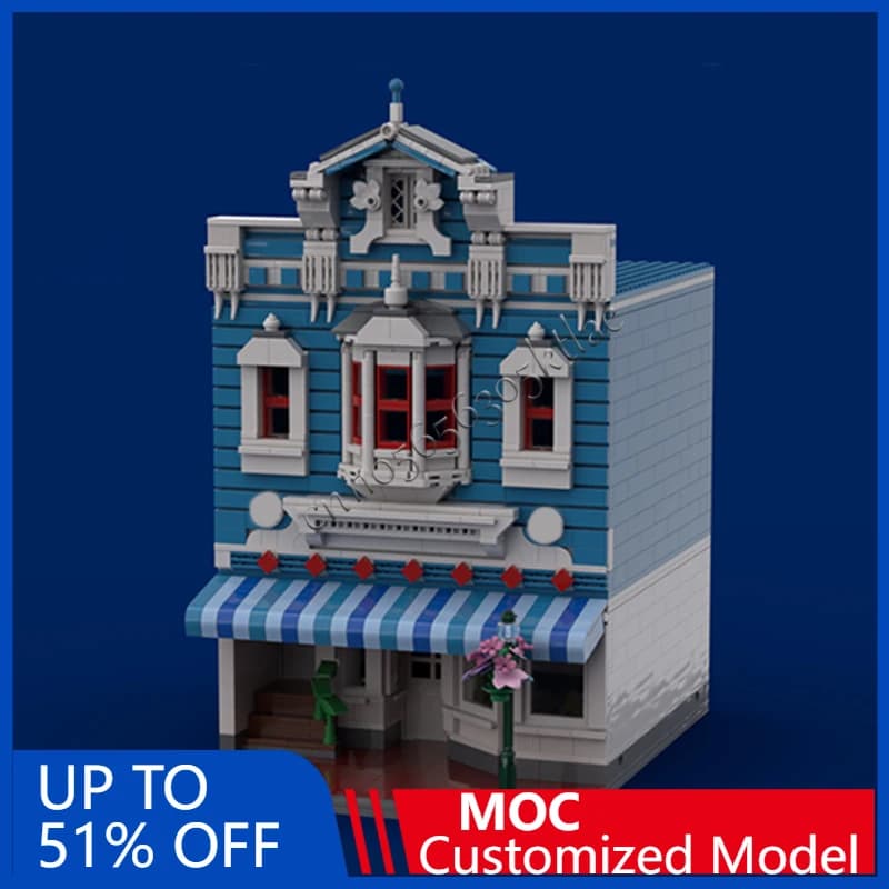 1366 pezzi City Street Scene Magic Kingdom Confetteria MOC Personalizza blocchi modulari Popolare regalo di giocattoli di Natale fai da te