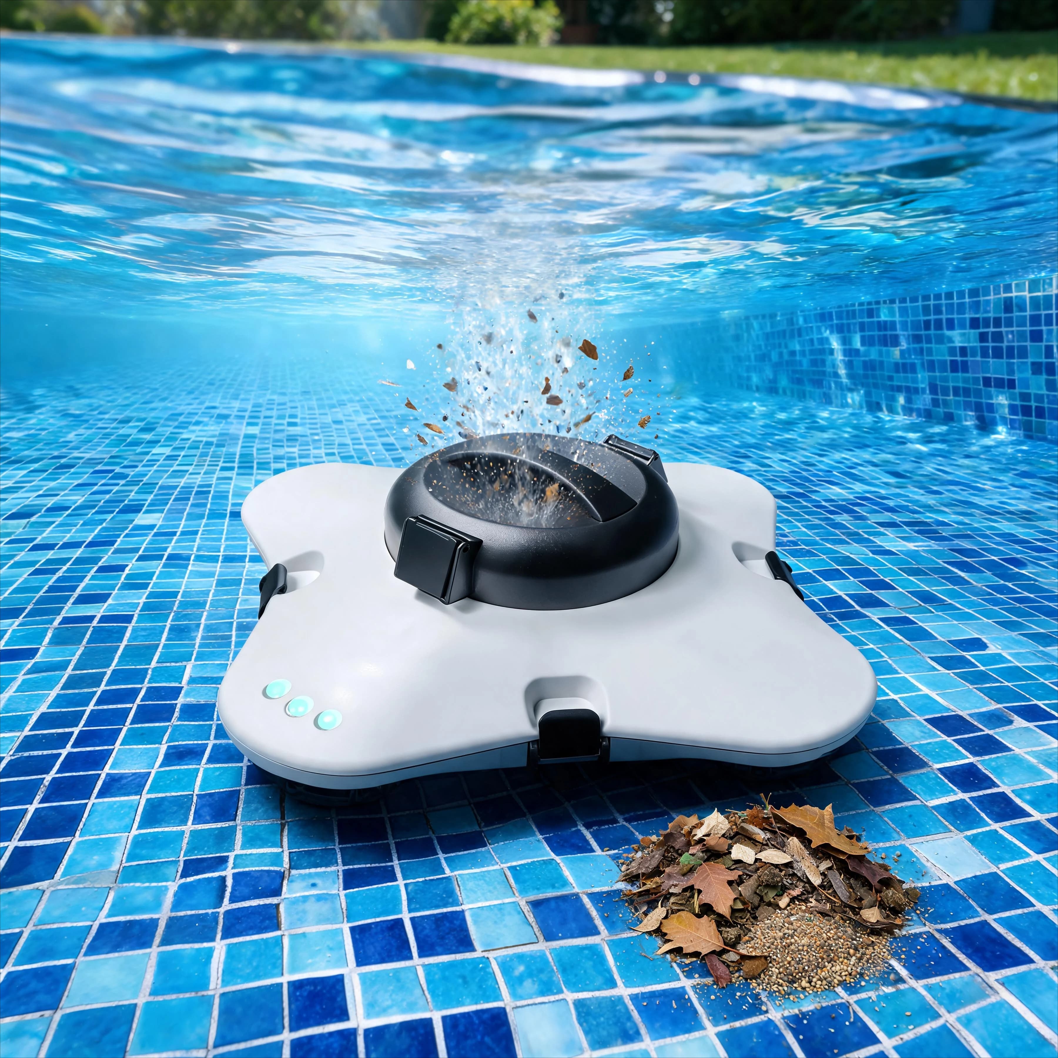 Cordless Robotic Pool Cleaner 150 Mins Long Runtime Automatic Wall Climbing Vacuum Brush Tool for Inground Swimming Pools